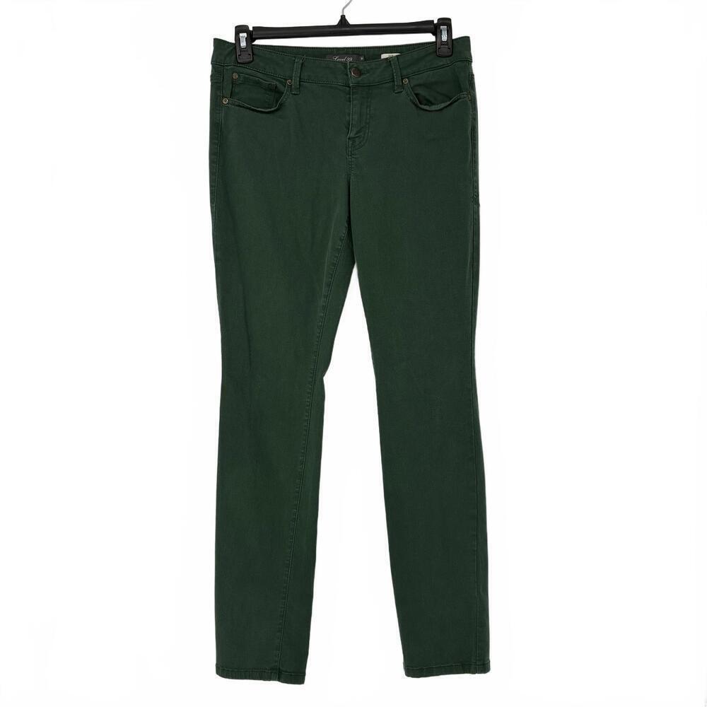 Level 99 Lily Forest Green Skinny Straight Jeans Women's Size 31